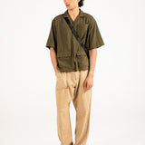 BAGGY FIT TEXTURED RESORT COLLAR SHIRT