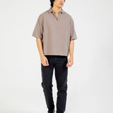 BAGGY FIT LINEN POLO SHIRT