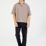 BAGGY FIT LINEN POLO SHIRT
