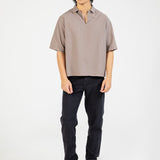 BAGGY FIT LINEN POLO SHIRT