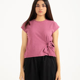 TEXTURED KNIT TOP WITH TIE DETAIL