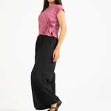 TEXTURED KNIT TOP WITH TIE DETAIL