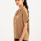 EMBOSSED BUTTON DOWN KNIT TOP