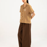 EMBOSSED BUTTON DOWN KNIT TOP