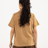 EMBOSSED BUTTON DOWN KNIT TOP