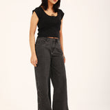 CROPPED TEE WITH TIE DETAIL