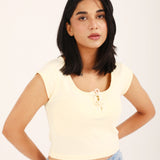 CROPPED TEE WITH TIE DETAIL