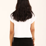 EMBROIDERED CROPPED TEE