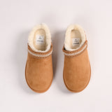 SHEARLING TRIM PLATFORM SLIDES