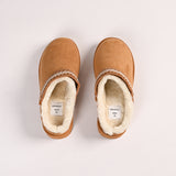 SHEARLING TRIM PLATFORM SLIDES