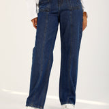 STRAIGHT FIT DENIM WITH SEAM DETAIL