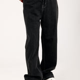 STRAIGHT FIT DENIM WITH BELT DETAIL