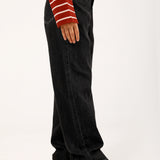 STRAIGHT FIT DENIM WITH BELT DETAIL