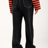 STRAIGHT FIT DENIM WITH BELT DETAIL