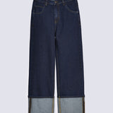 WIDE LEG DENIM WITH TURN UP HEM