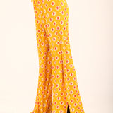 PRINTED WIDE LEG TROUSERS