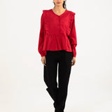 RUFFLED PEPLUM TOP