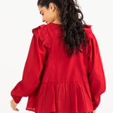 RUFFLED PEPLUM TOP