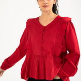 RUFFLED PEPLUM TOP