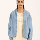 DENIM TOP WITH COLLAR DETAIL