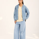 DENIM TOP WITH COLLAR DETAIL