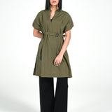 DRESS WITH PLEATS DETAIL