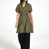 DRESS WITH PLEATS DETAIL