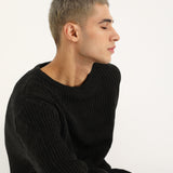 BOXY FIT HALF CARDIGAN KNIT SWEATER