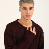 BOXY FIT HALF CARDIGAN KNIT SWEATER