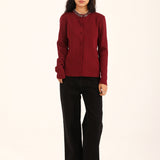 BUTTON DOWN EMBELLISHED SWEATER