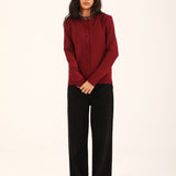 BUTTON DOWN EMBELLISHED SWEATER