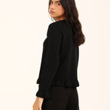 RUFFLED CROPPED CARDIGAN