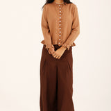 RUFFLED CROPPED CARDIGAN