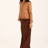 RUFFLED CROPPED CARDIGAN