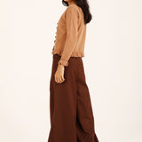 RUFFLED CROPPED CARDIGAN