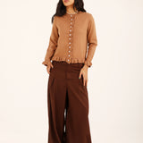 RUFFLED CROPPED CARDIGAN