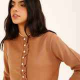 RUFFLED CROPPED CARDIGAN