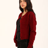 TEXTURED CROPPED CARDIGAN