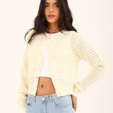 TEXTURED CROPPED CARDIGAN