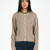 EMBROIDERED CARDIGAN WITH SCALLOPED HEM