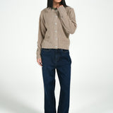 EMBROIDERED CARDIGAN WITH SCALLOPED HEM