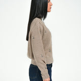 EMBROIDERED CARDIGAN WITH SCALLOPED HEM