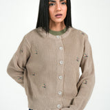 EMBROIDERED CARDIGAN WITH SCALLOPED HEM