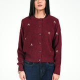 EMBROIDERED CARDIGAN WITH SCALLOPED HEM