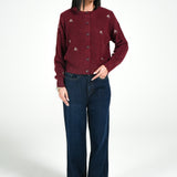 EMBROIDERED CARDIGAN WITH SCALLOPED HEM