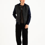 QUILTED CONTRAST SLEEVE HOODED JACKET