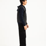 QUILTED CONTRAST SLEEVE HOODED JACKET