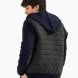 QUILTED CONTRAST SLEEVE HOODED JACKET