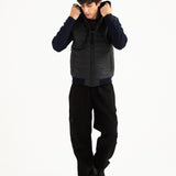 QUILTED CONTRAST SLEEVE HOODED JACKET