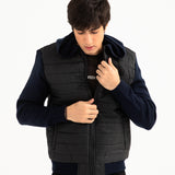 QUILTED CONTRAST SLEEVE HOODED JACKET